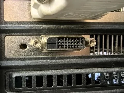 Discovering the intricacies of a computer graphics card connection Stock Photos