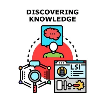 Discovering knowledge exploration brain research information concept Stock Illustration