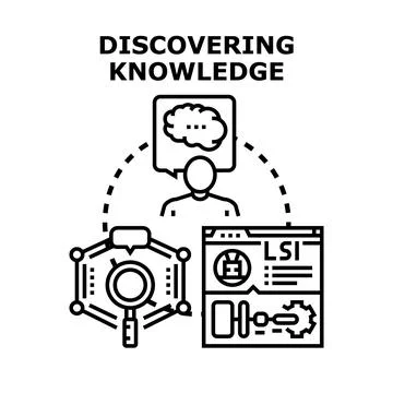 Discovering knowledge exploration brain research information concept Stock Illustration