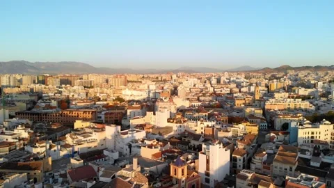 Discovering malaga's urban charm while gliding over historic rooftops and m.. Stock Footage 344051963