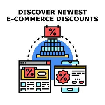Discovering newest e commerce discounts concept vector Stock Illustration