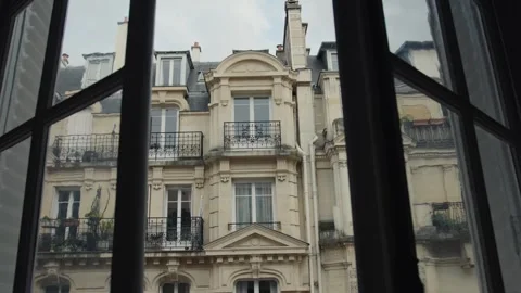 Discovering parisian architecture through window panes Stock Footage 306582042