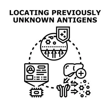 Discovering previously unknown antigens in human body Stockillustratie