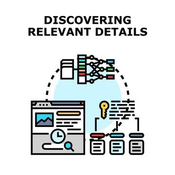 Discovering relevant data details through comprehensive analysis Stock Illustration