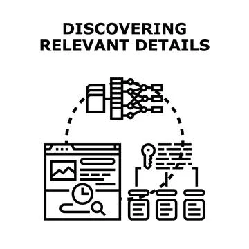 Discovering relevant data details through comprehensive analysis Stock Illustration
