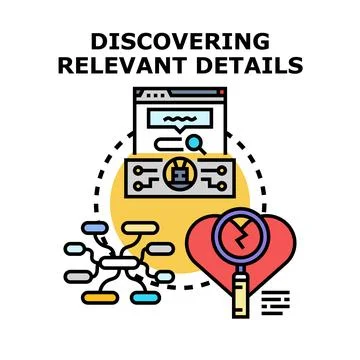 Discovering relevant details, data analysis, and insights concept Stock Illustration