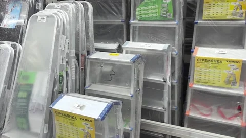 Discovering unique storage solutions in a bustling hardware shop Stock Footage 335453459
