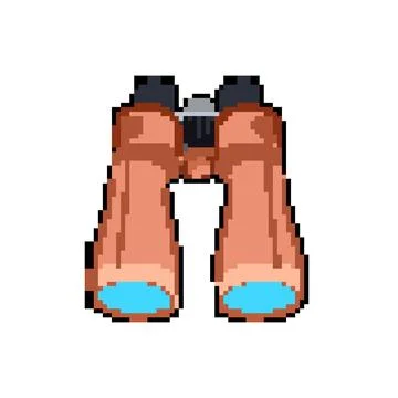 Discovery binoculars pixel art vector illustration Stock Illustration