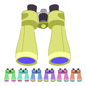 Discovery binoculars vector cartoon graphic Stock Illustration