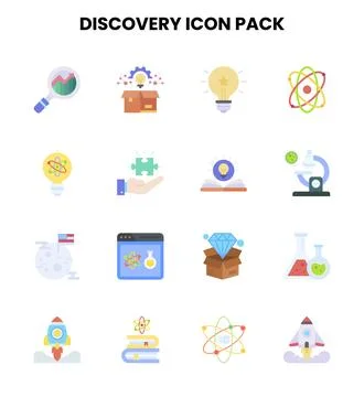 Discovery Flat Collection Icons Pack Stock Illustration