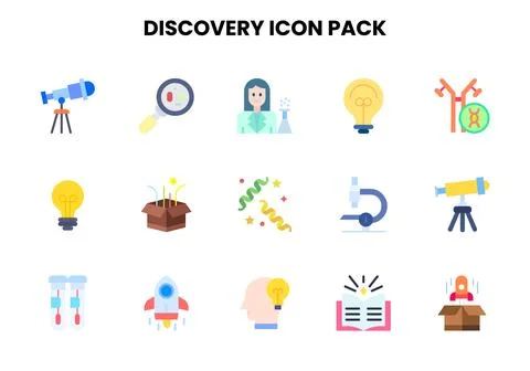 Discovery Flat Design Icons Pack Stock Illustration