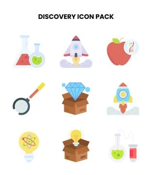 Discovery Flat Design Icons Pack Stock Illustration