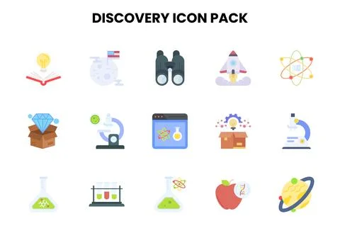 Discovery Flat Graphics Icons Pack Stock Illustration