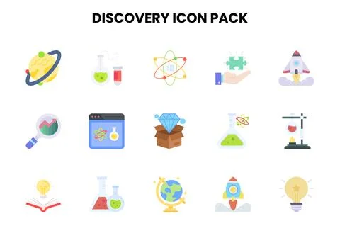 Discovery Flat Icons Pack Illustrazione stock