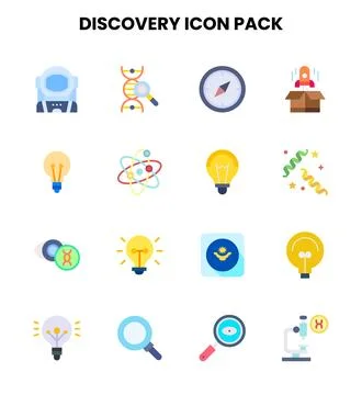 Discovery Flat Set Icons Pack Stock Illustration
