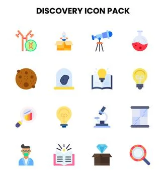 Discovery Flat SVG Icons Pack Stock Illustration