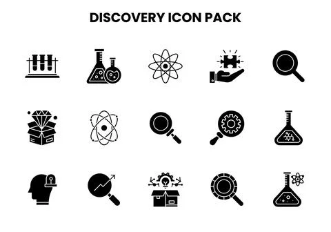 Discovery Glyph Icons Pack Stock Illustration