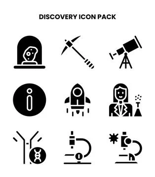 Discovery Glyph UI Icons Pack Stock Illustration