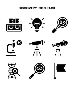 Discovery Glyph Vector Icons Pack Illustrazione stock