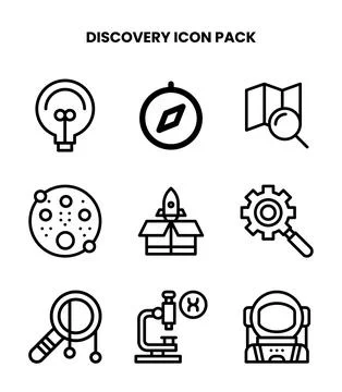 Discovery Line Design Icons Pack Stock Illustration