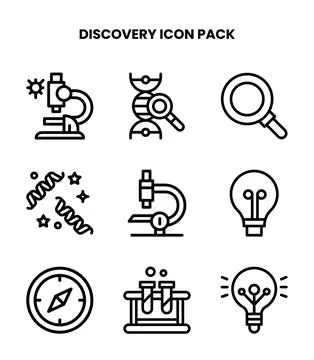 Discovery Line Set Icons Pack Illustrazione stock