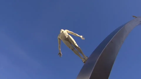 Discovery sculpture with blue sky Stock Footage 53301152