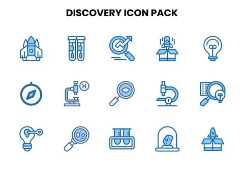 Discovery Two Colour Set Icons Pack Stock Illustration