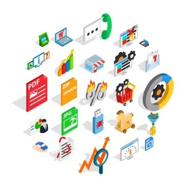 Discreditable practices icons set, isometric style 스톡 일러스트