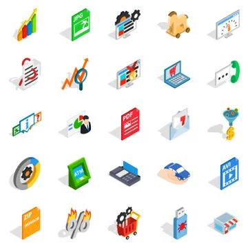 Discreditable practices icons set, isometric style Stock Illustration