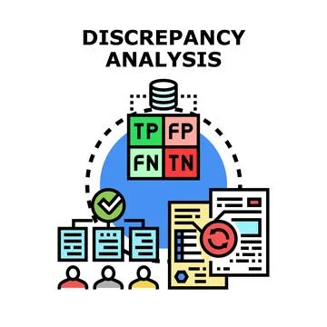 Discrepancy analysis concept with data validation and metrics Stock Illustration