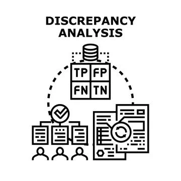 Discrepancy analysis concept with data validation and metrics イラスト素材