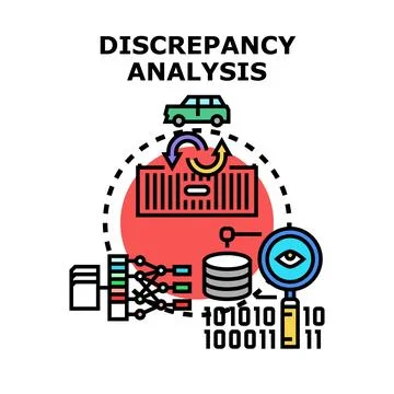 Discrepancy analysis finding data differences and logistics issues Stock Illustration