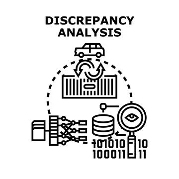 Discrepancy analysis finding data differences and logistics issues Stock Illustration
