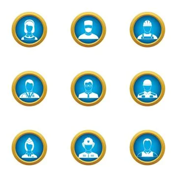 Discrete icons set, flat style Stock Illustration