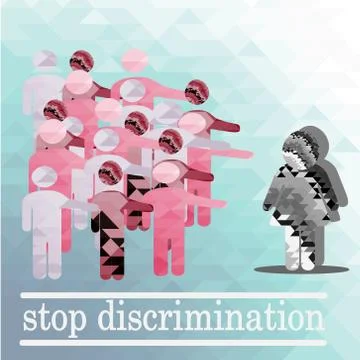 Discriminated against women illustration over blue color background Stock Illustration