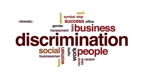 Discrimination animated word cloud, text design animation. Stock Footage 74526293
