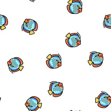 Discus fish vector seamless pattern Stock Illustration