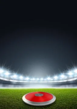 Discus In Generic Floodlit Stadium Stock Illustration