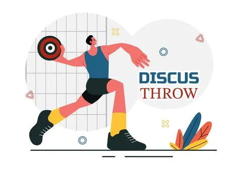Discus Throw Athletics Vector Illustration featuring an Athlete Throwing a .. Stock Illustration