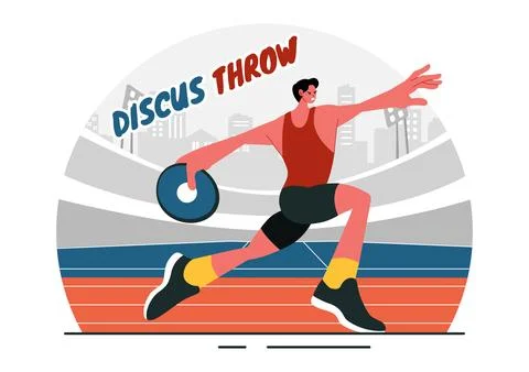 Discus Throw Athletics Vector Illustration featuring an Athlete Throwing a .. Stock Illustration