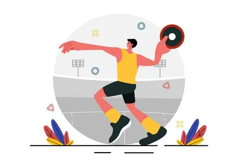 Discus Throw Athletics Vector Illustration featuring an Athlete Throwing a .. Stock Illustration