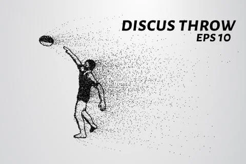 Discus throw of particles. The athlete throws the disc. Discus consists of ci Stock Illustration