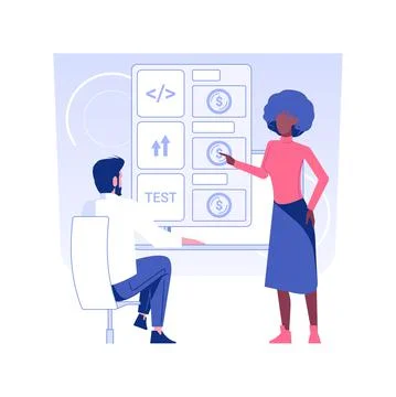 Discussing budget isolated concept vector illustration. Ilustración de archivo