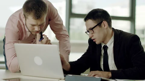 Discussing business problems Stock Footage 67391184