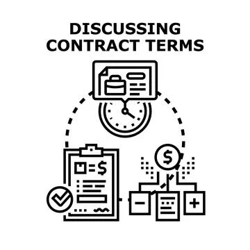 Discussing contract terms negotiation process management business agreement Stock-Illustration