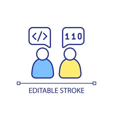 Discussing programming languages RGB color icon Stock Illustration