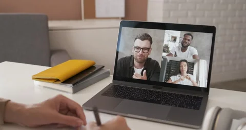 Discussing project online. Multi-ethnic group video call. Business conference Video stock 135107010