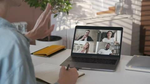 Discussing project online. Multi-ethnic group video call. Business conference Stock Footage 135605693