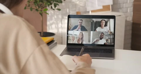 Discussing project online. Multi-ethnic group video call. Business conference Video stock 135650998