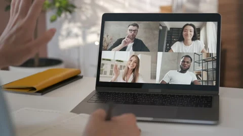 Discussing project online. Multi-ethnic group video call. Business conference Video stock 135651438